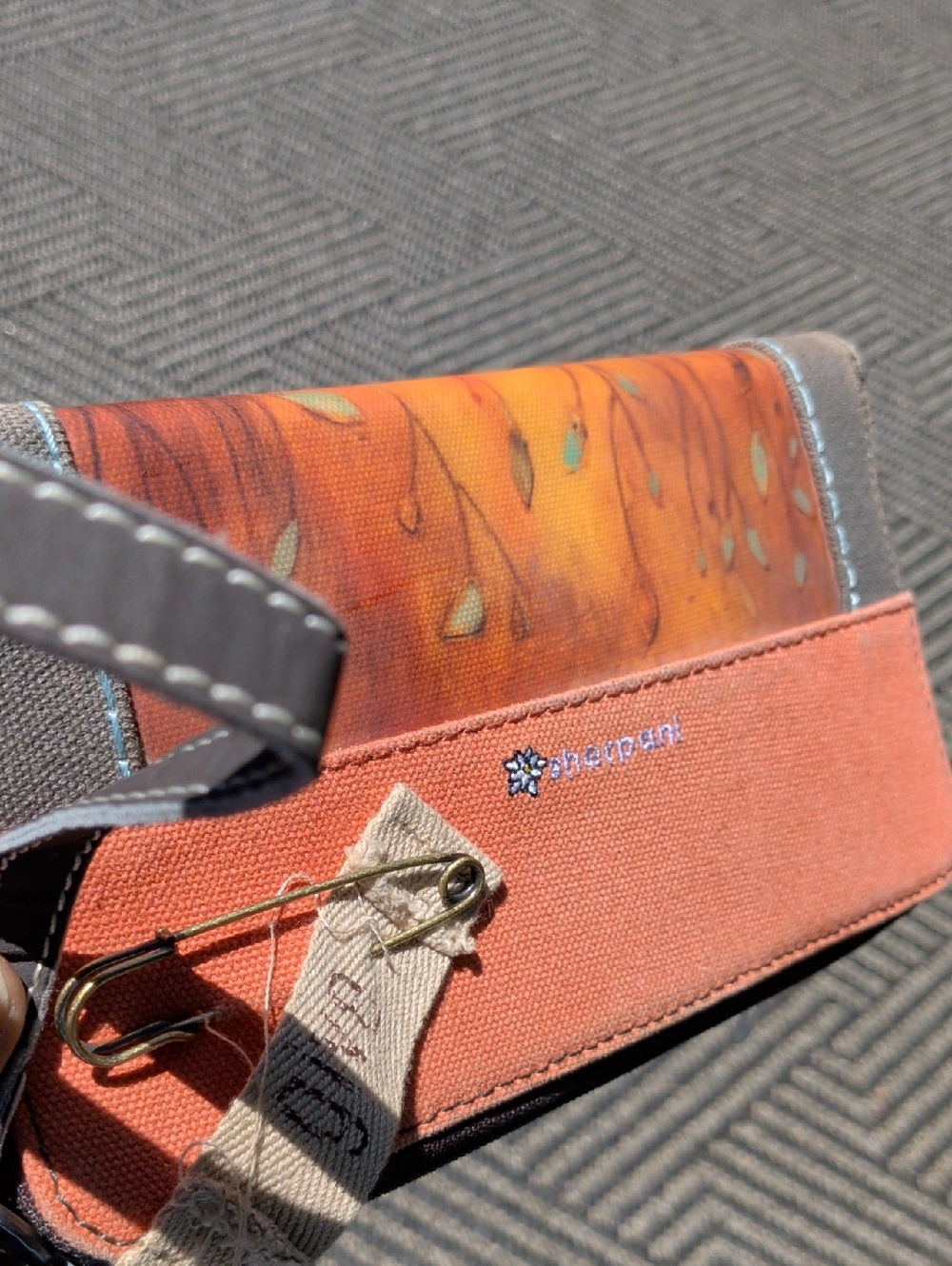 Sherpani Coral Orange Canvas Belt Bag with Printed Flap